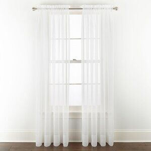 NEW Liz Claiborne Rod Pocket Sheer Single Curtain Panel Bright White 60x108